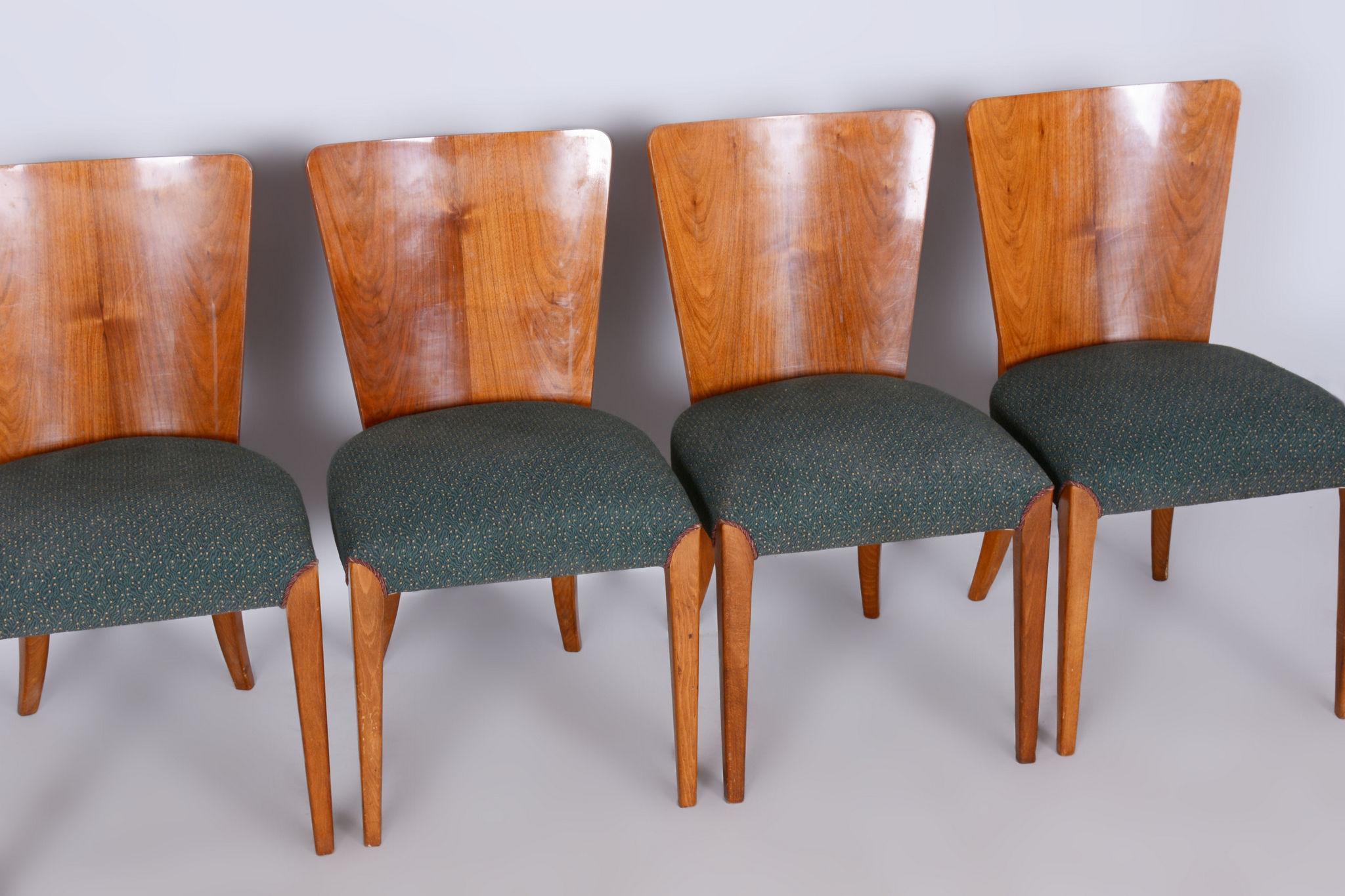 Set of Four Original ArtDeco Chairs, Halabala, UP Zavody, Beech, Czechia, 1940s For Sale 3