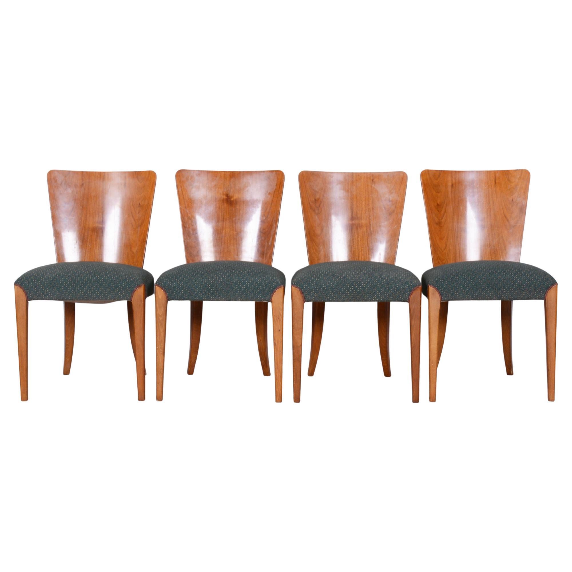 Set of Four Original ArtDeco Chairs, Halabala, UP Zavody, Beech, Czechia, 1940s