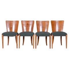 Vintage Set of Four Original ArtDeco Chairs, Halabala, UP Zavody, Beech, Czechia, 1940s