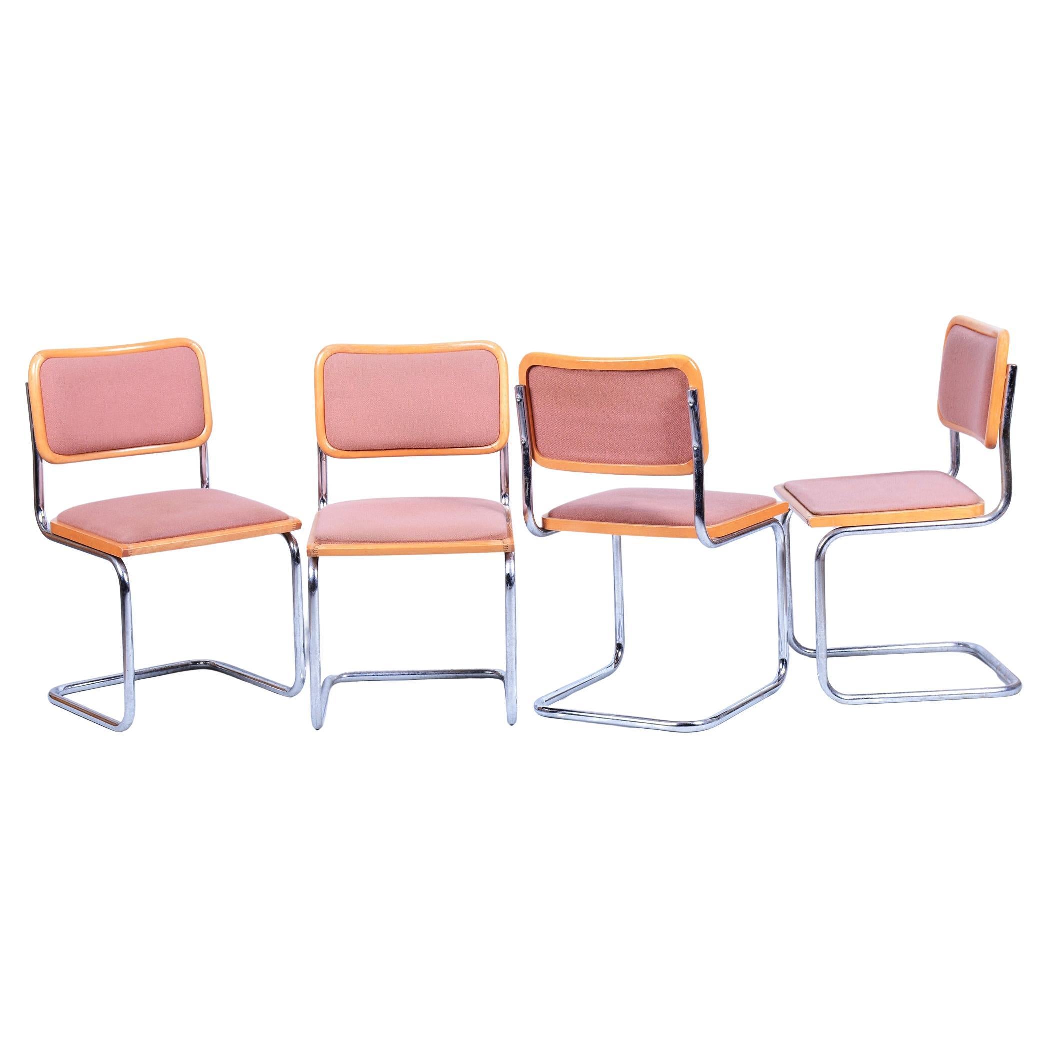 Set of Four Original Bauhaus Cesca Chairs, by M. Breuer, Chrome, Italy, 1980s