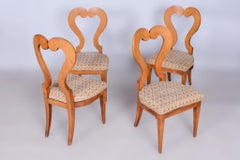 Juego de Cuatro Sillas Biedermeier Originales, Haya, Arce, Perla, Checa, Década de 1820