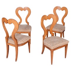 Set di quattro sedie Biedermeier originali, Beeche, Acero, Perla, Ceco, anni '20 del XIX secolo