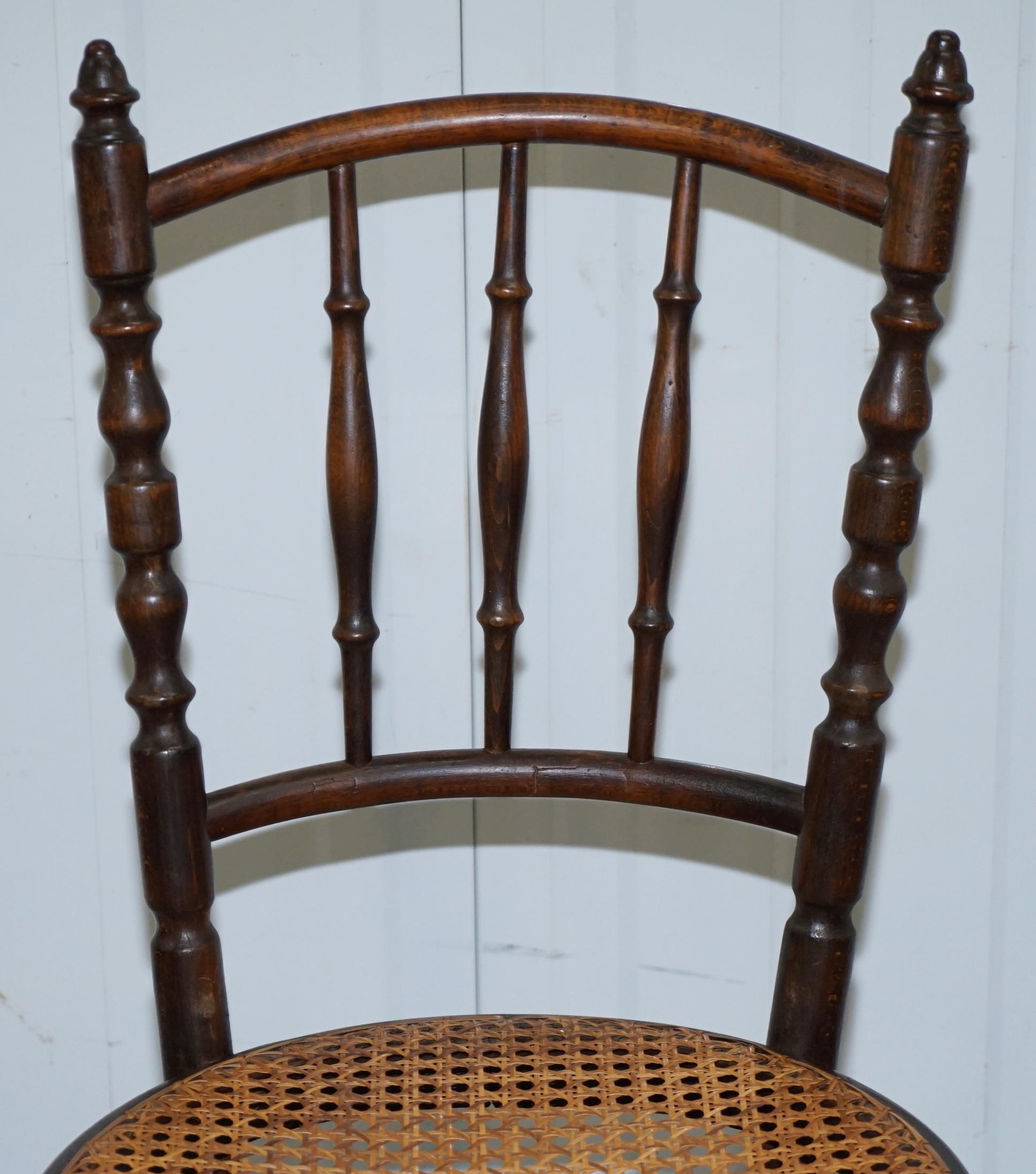 Set of Four Original circa 1880 Victorian Thonet Fiscel Dining Chairs Rattan 7
