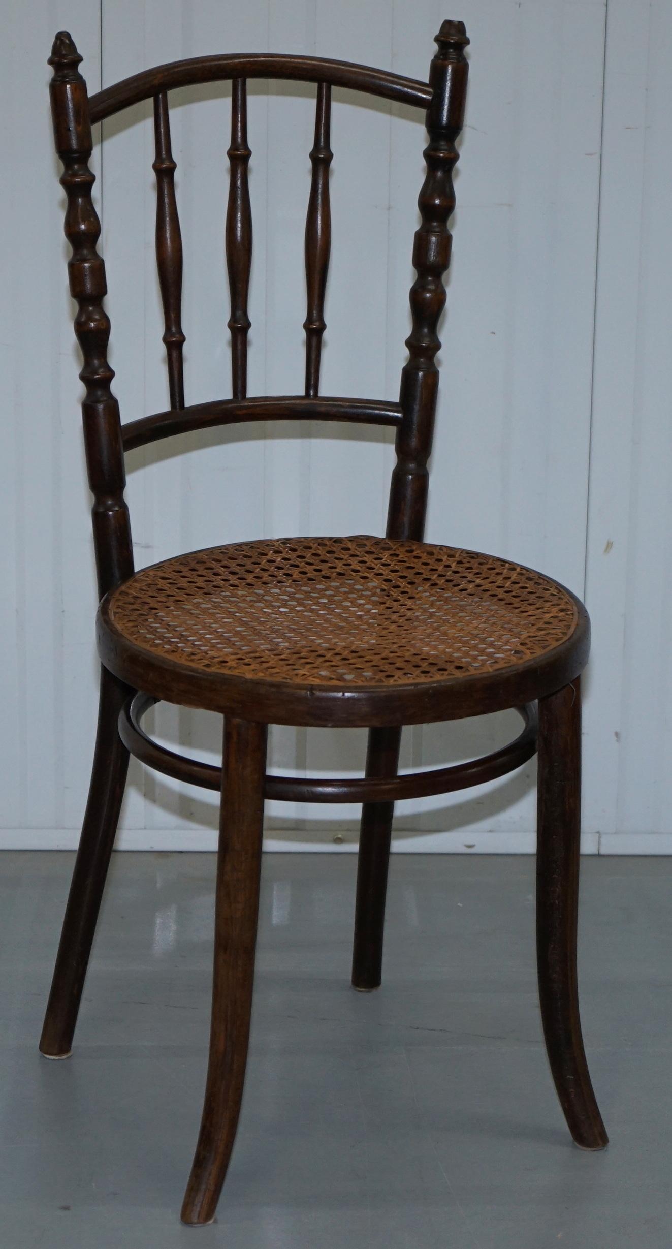 Set of Four Original circa 1880 Victorian Thonet Fiscel Dining Chairs Rattan 10