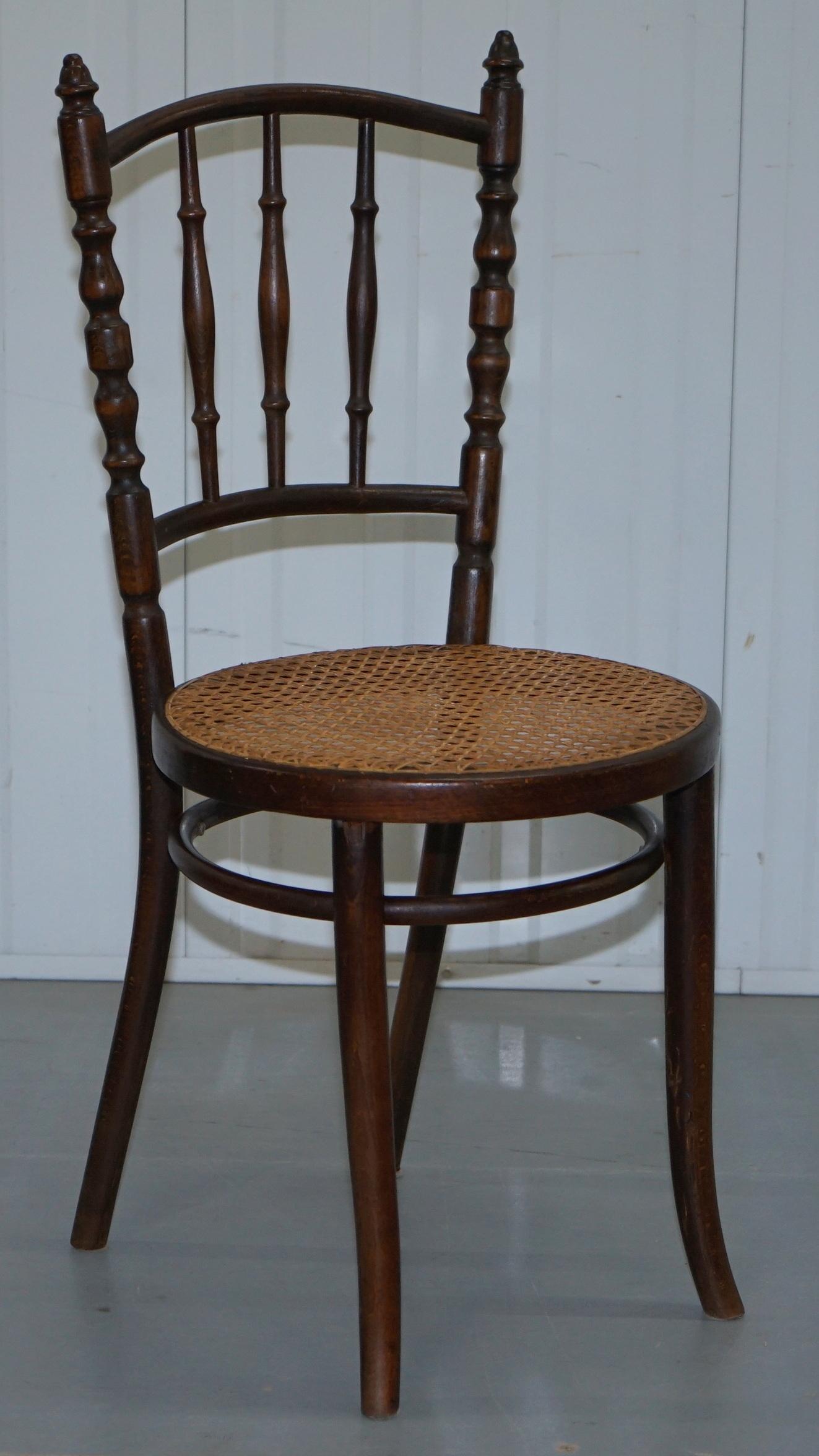 Set of Four Original circa 1880 Victorian Thonet Fiscel Dining Chairs Rattan 12