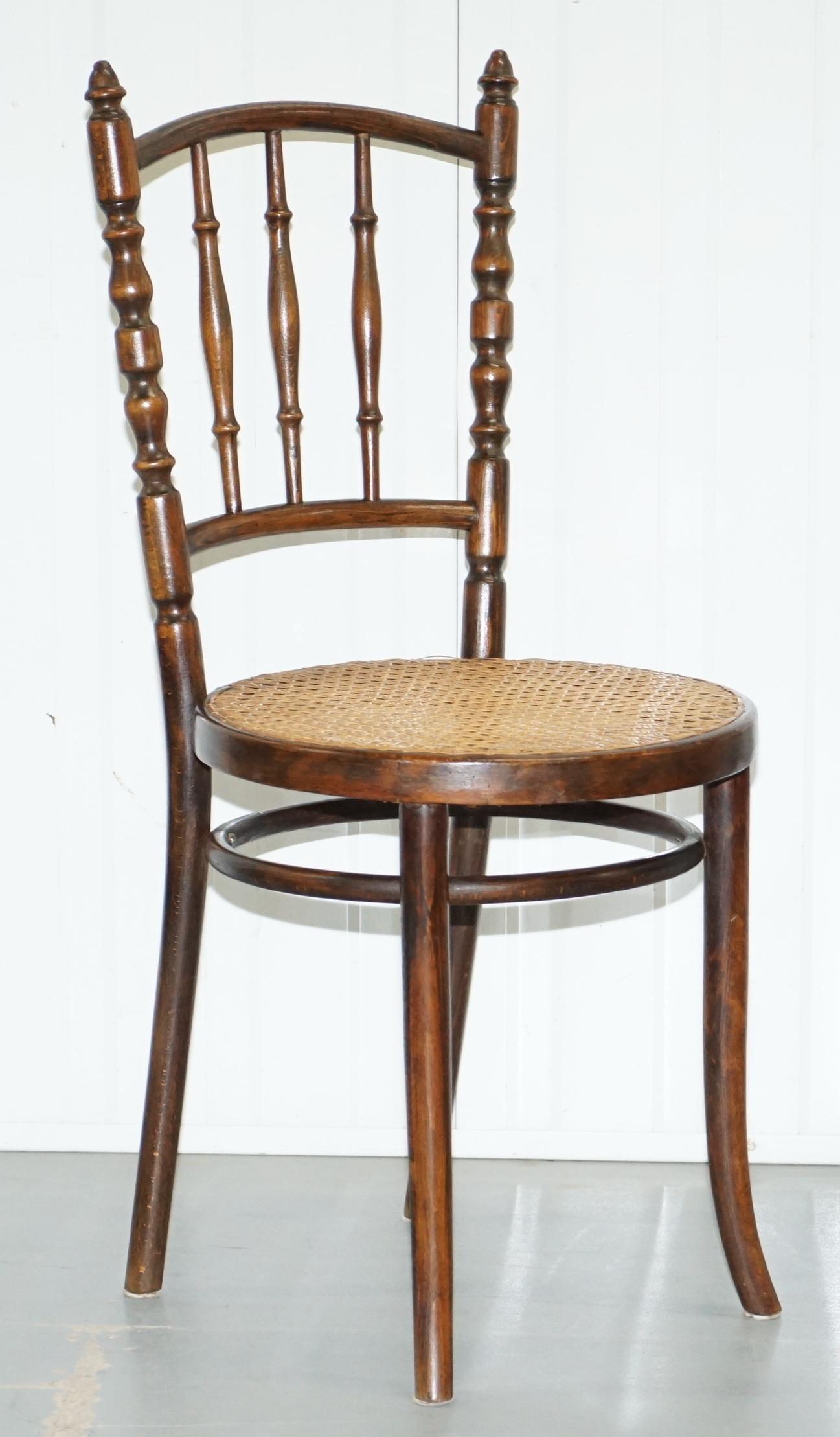 We are delighted to offer for sale this stunning set of four original Victorian Thonet Fischel dining chairs with Rattan base and oak frames.


These chairs are a style and design Classic, Thonet have been going for decades and are still making