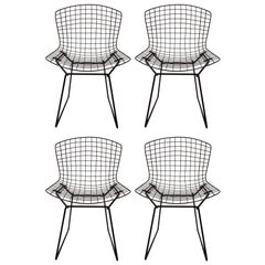 Set of Four Original Harry Bertoia for Knoll Black Wire Side Chairs, circa 1960