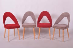 Set of Four Original Mid-Century Chairs, Beech, Czech, 1950s