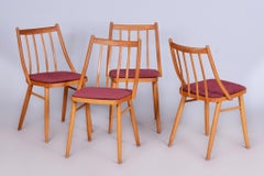 Juego de cuatro sillas originales de mediados de siglo, de Antonín Šuman, Haya, Checoslovaquia, Años 60