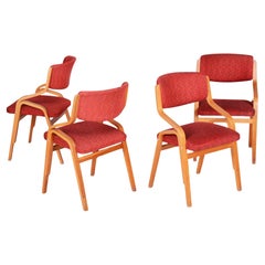Set of Four Original Mid-Century Chairs, by Ludvik Volak, Maple, Czech, 1960s