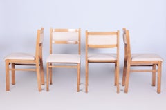 Set of Four Original Mid-Century Dining Chairs, Beech, Czech, 1960s