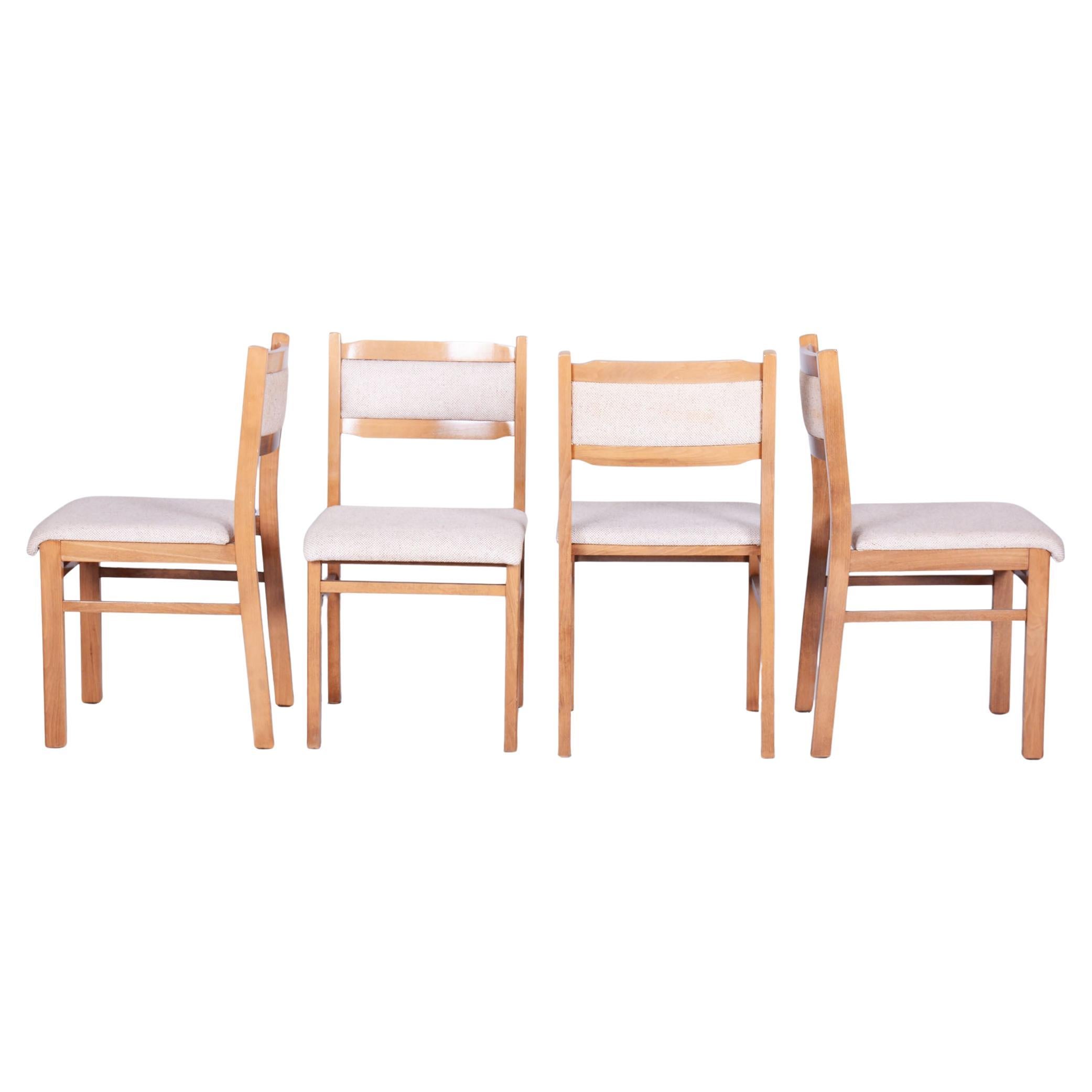 Set of Four Original Mid-Century Dining Chairs, Beech, Czech, 1960s
