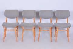 Set of Four Original Mid-Century Modern Chairs, Beech, Czech, 1960s