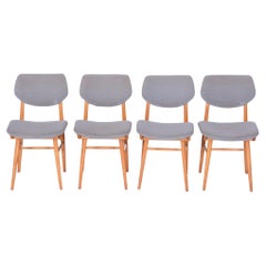 Set of Four Original Mid-Century Modern Chairs, Beech, Czech, 1960s