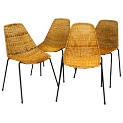 Set of Four Original Mid-Century Modern Gian Franco Legler Basket Chairs