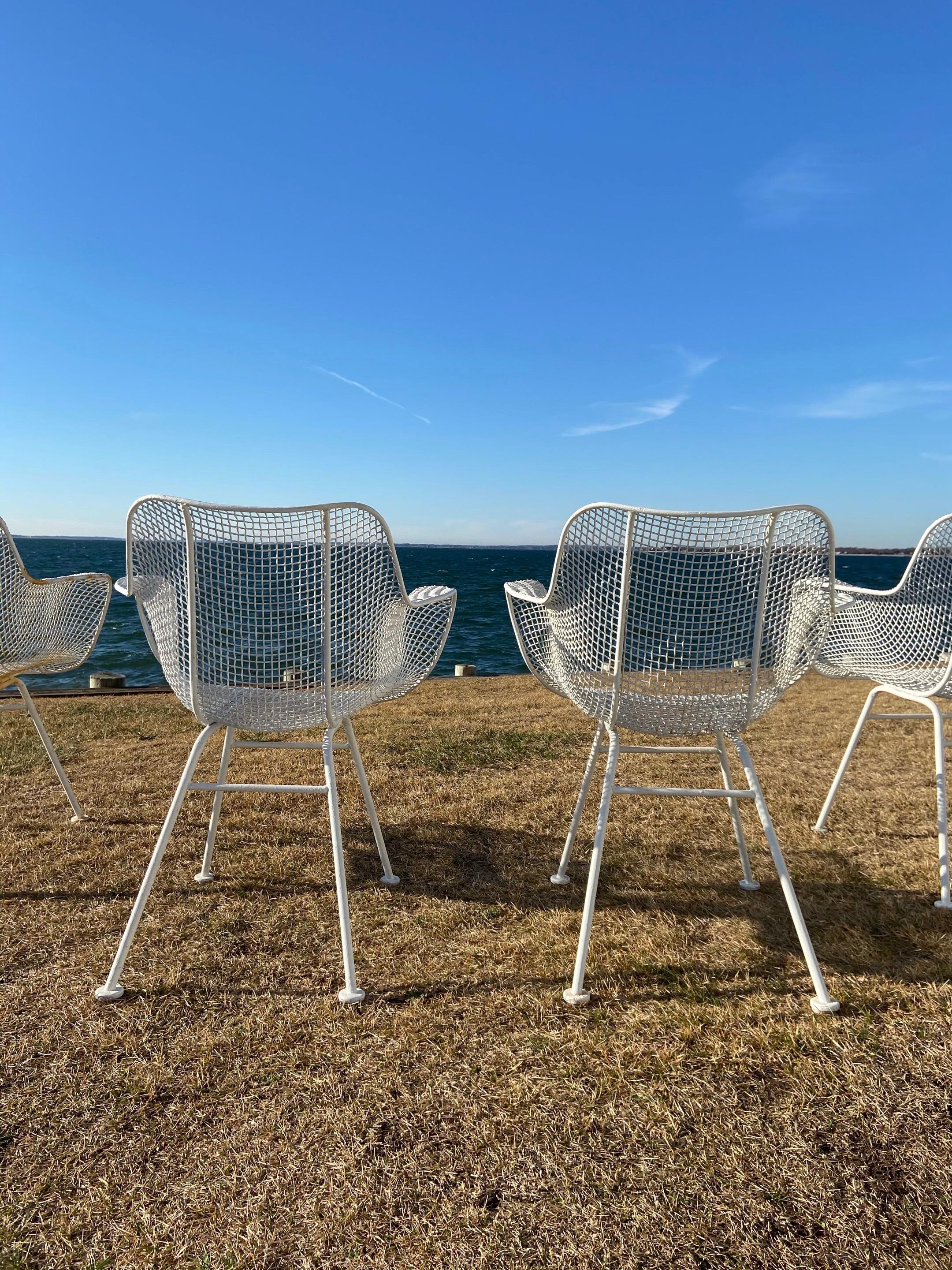 Mid-Century moderno Set di quattro poltrone originali Russell Woodard Sculptura White in vendita
