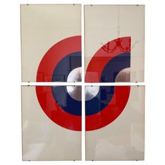 Set di quattro serigrafie originali firmate Op Art Pop Art Bullseye 1970s