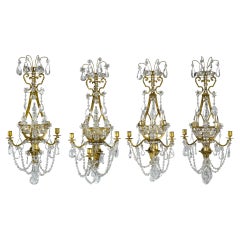 Set of Four Ormolú and Rock Crystal Wall Appliques