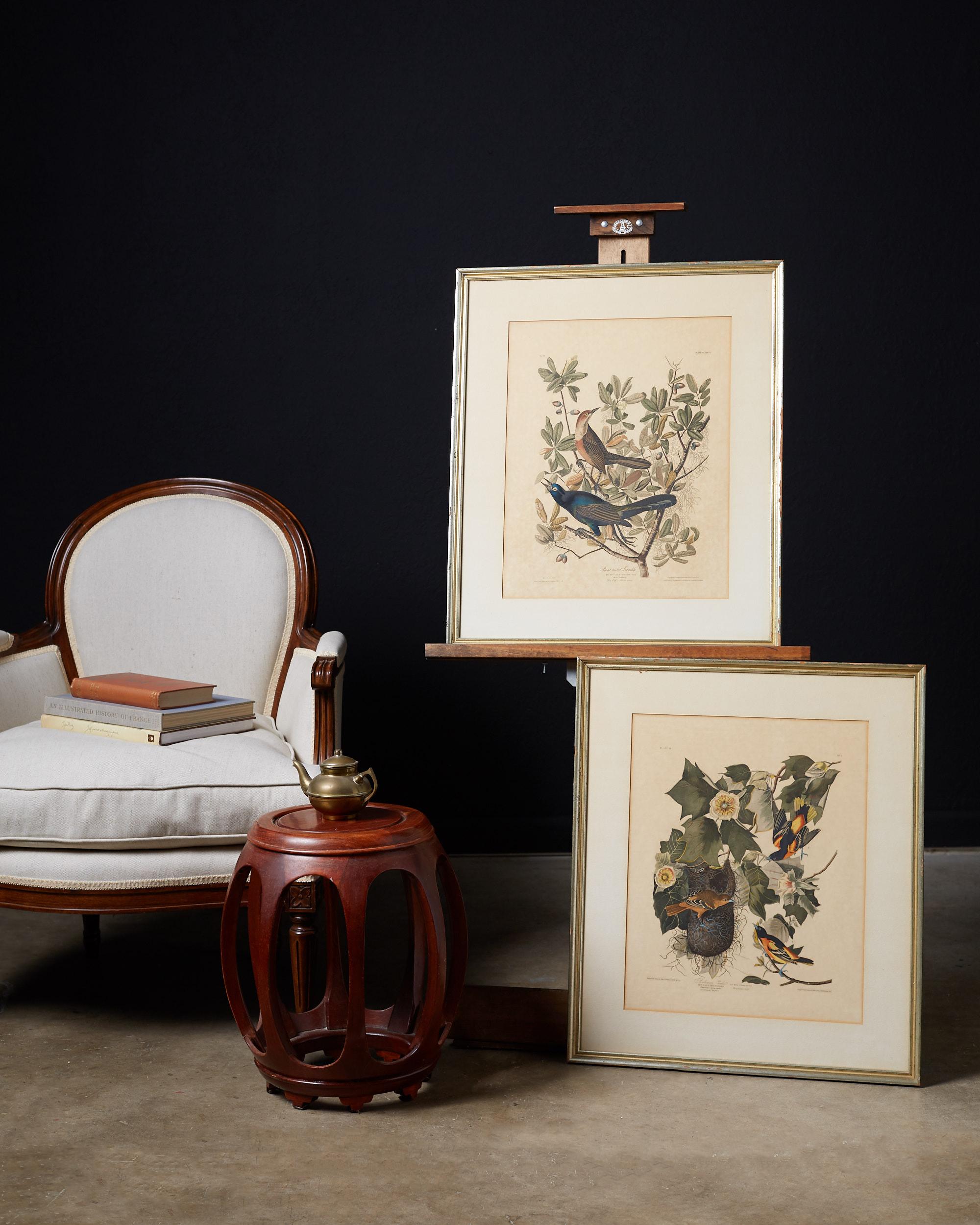 Interesting set of four ornithological prints or plates in the style of John James Audubon (1785-1851 American). Facsimiles at a reduced size, published in 1937 by Artistic Prints Publishing: lithograph and engraving with hand coloring. Featuring