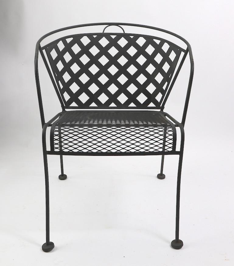 Mid-Century Modern Set of Four Outdoor Chairs Attributed to Woodard
