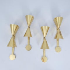 Set of Four Paavo Tynell Commissioned Scones in Perforated Brass, Taito, 1950s