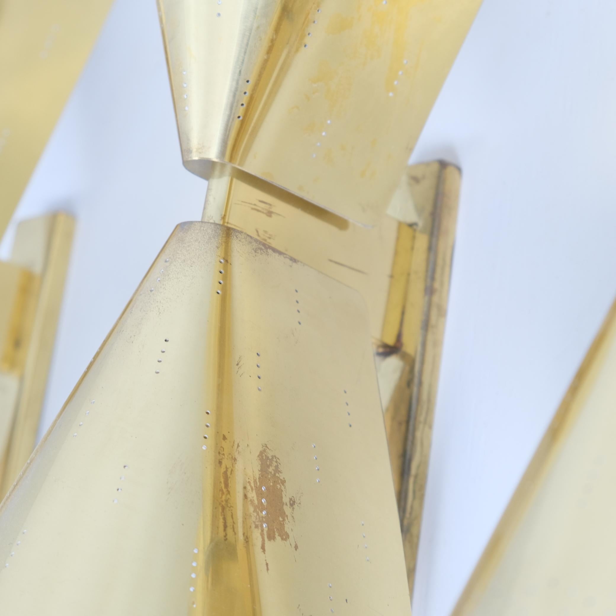 Set of Four Paavo Tynell Commissioned Scones in Perforated Brass, Taito, 1950s en vente 9