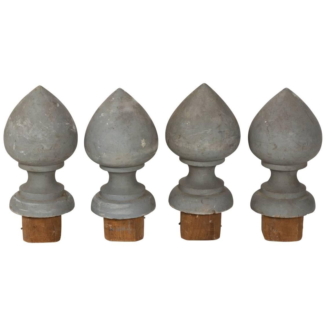 Set of Four Painted Architectural Finials For Sale