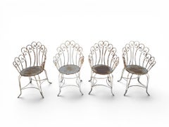 Vierer-Set bemalter Gartenstühle aus Eisen, 1950er Jahre