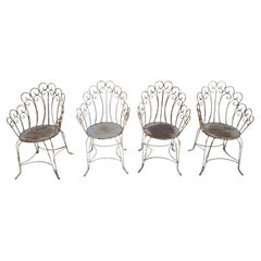 Vierer-Set bemalter Gartenstühle aus Eisen, 1950er Jahre
