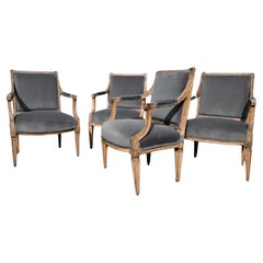Set of Four Painted Neoclassical Armchairs 18th Century