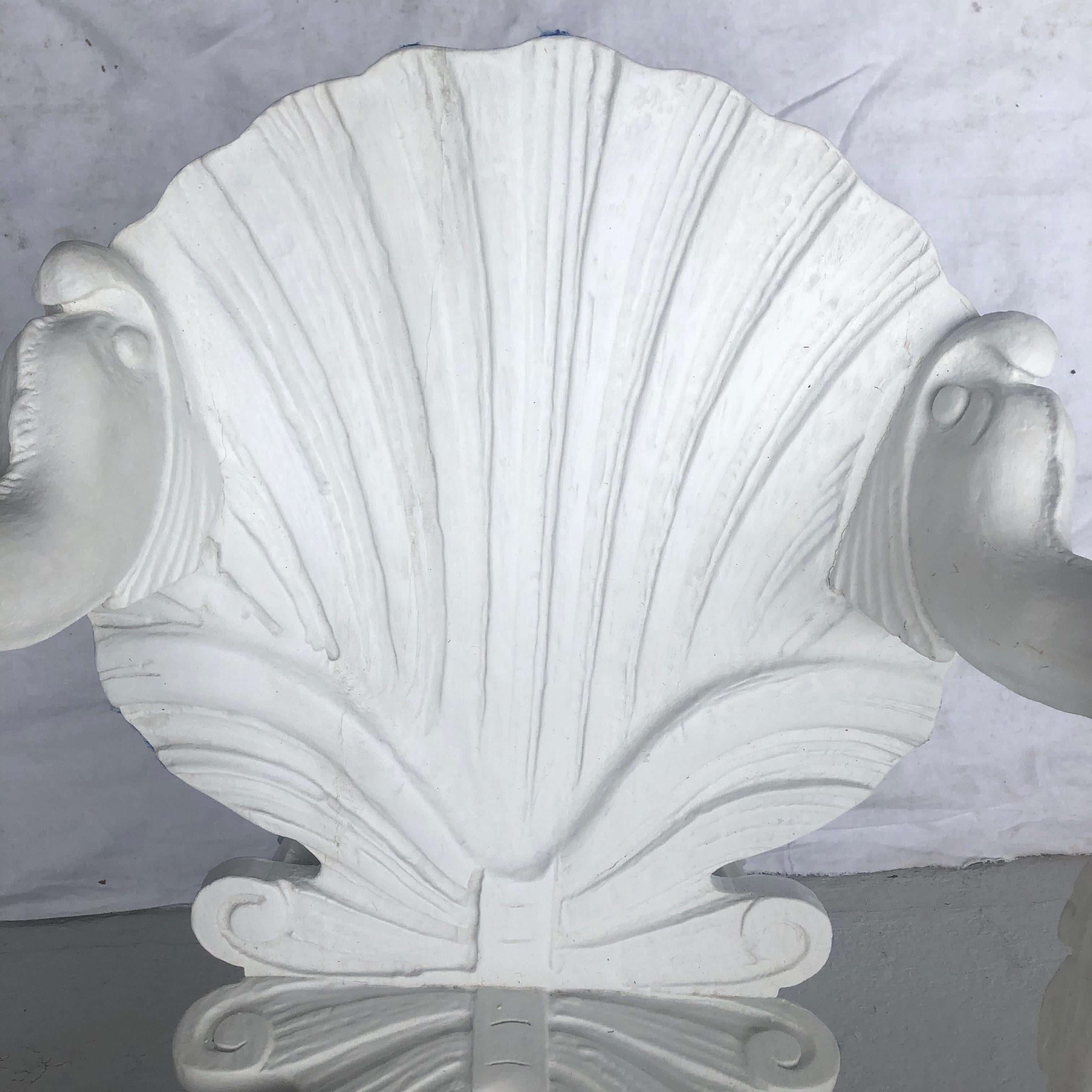 Pair of White Carved Wood Grotto Armchairs 2