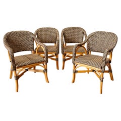 Set of Four Palacek Rattan Garden Dining Armchairs