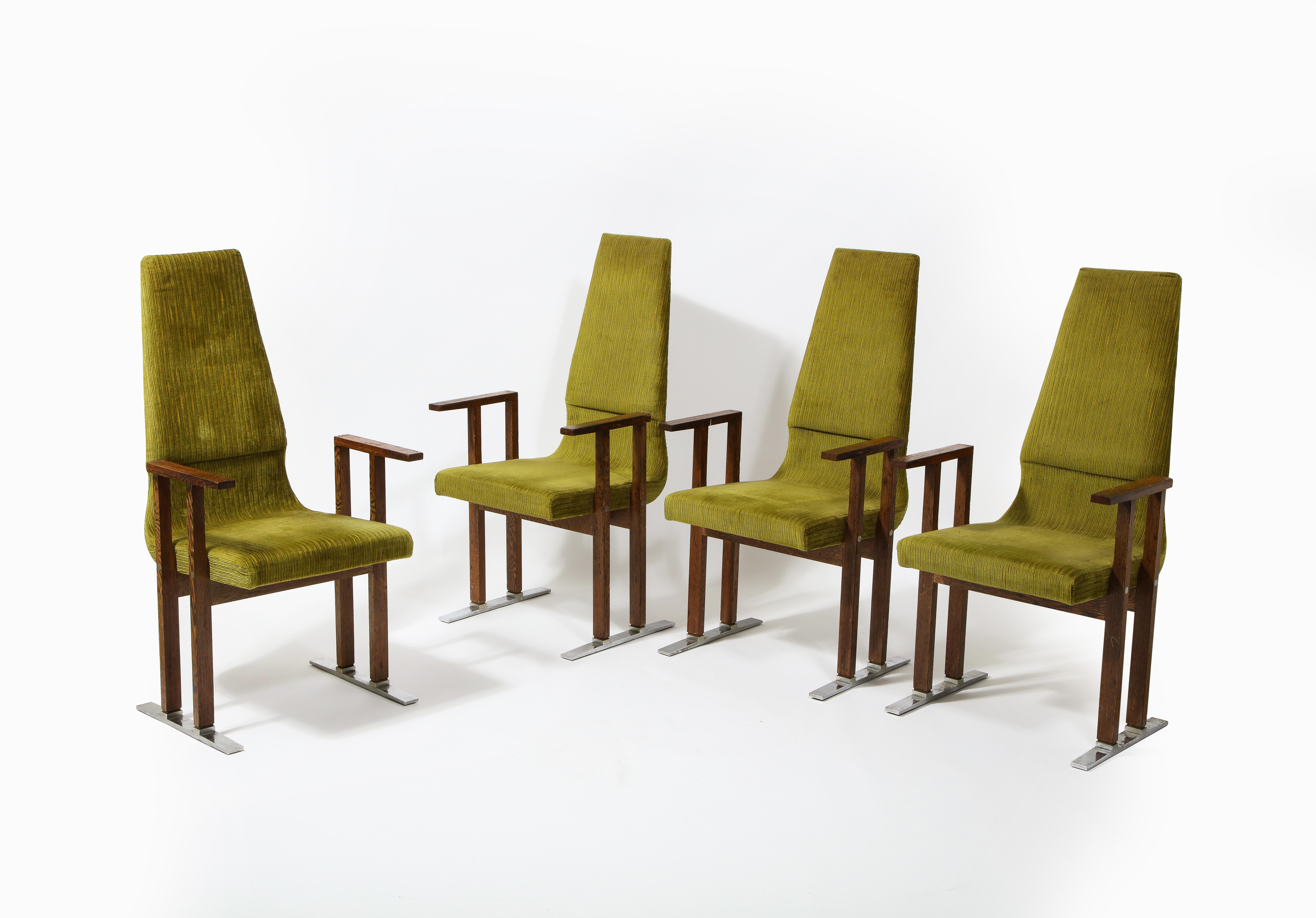 Set of Four Palmwood Armchairs, Italy, 1970s 10