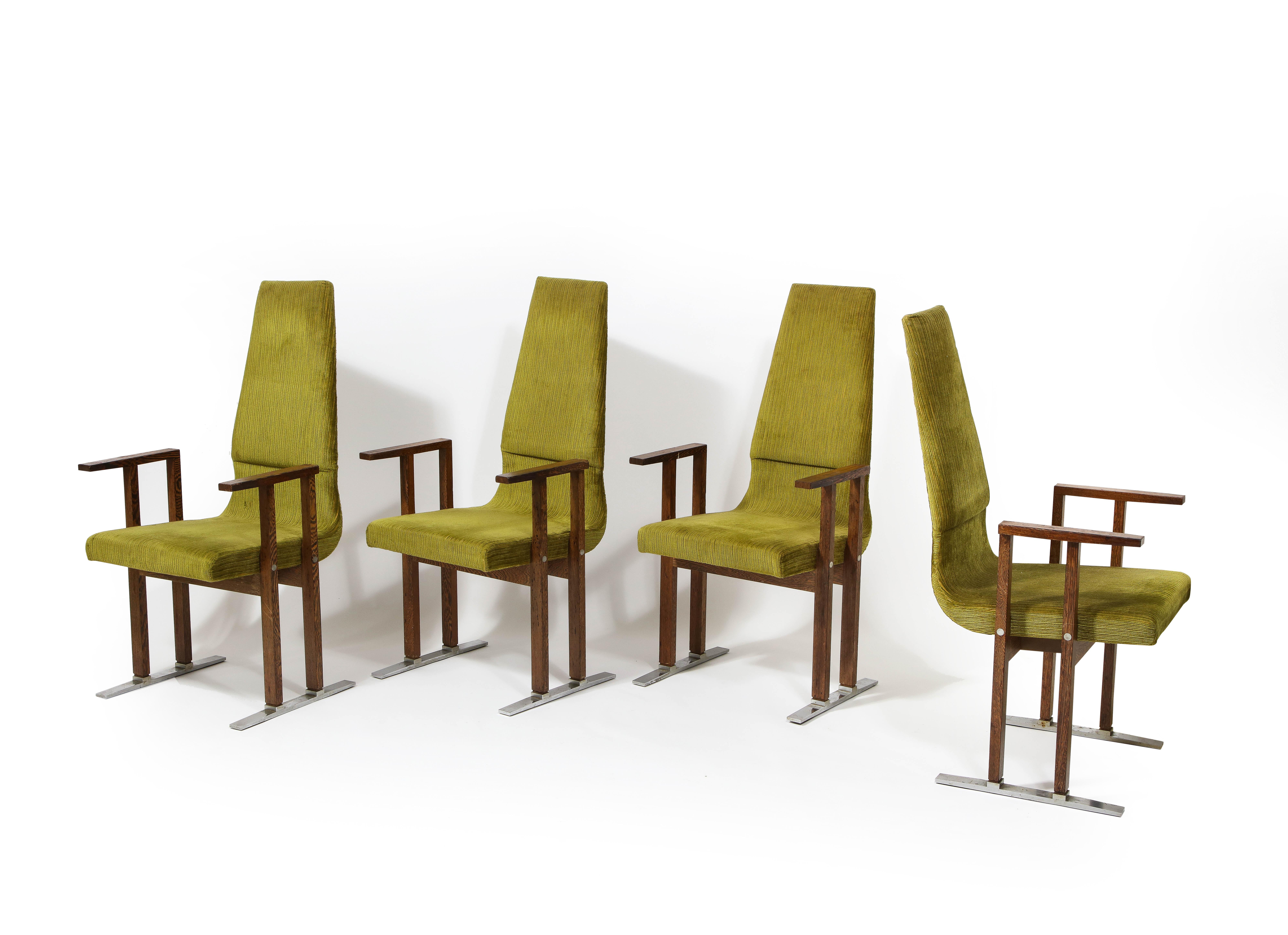Set of Four Palmwood Armchairs, Italy, 1970s 11