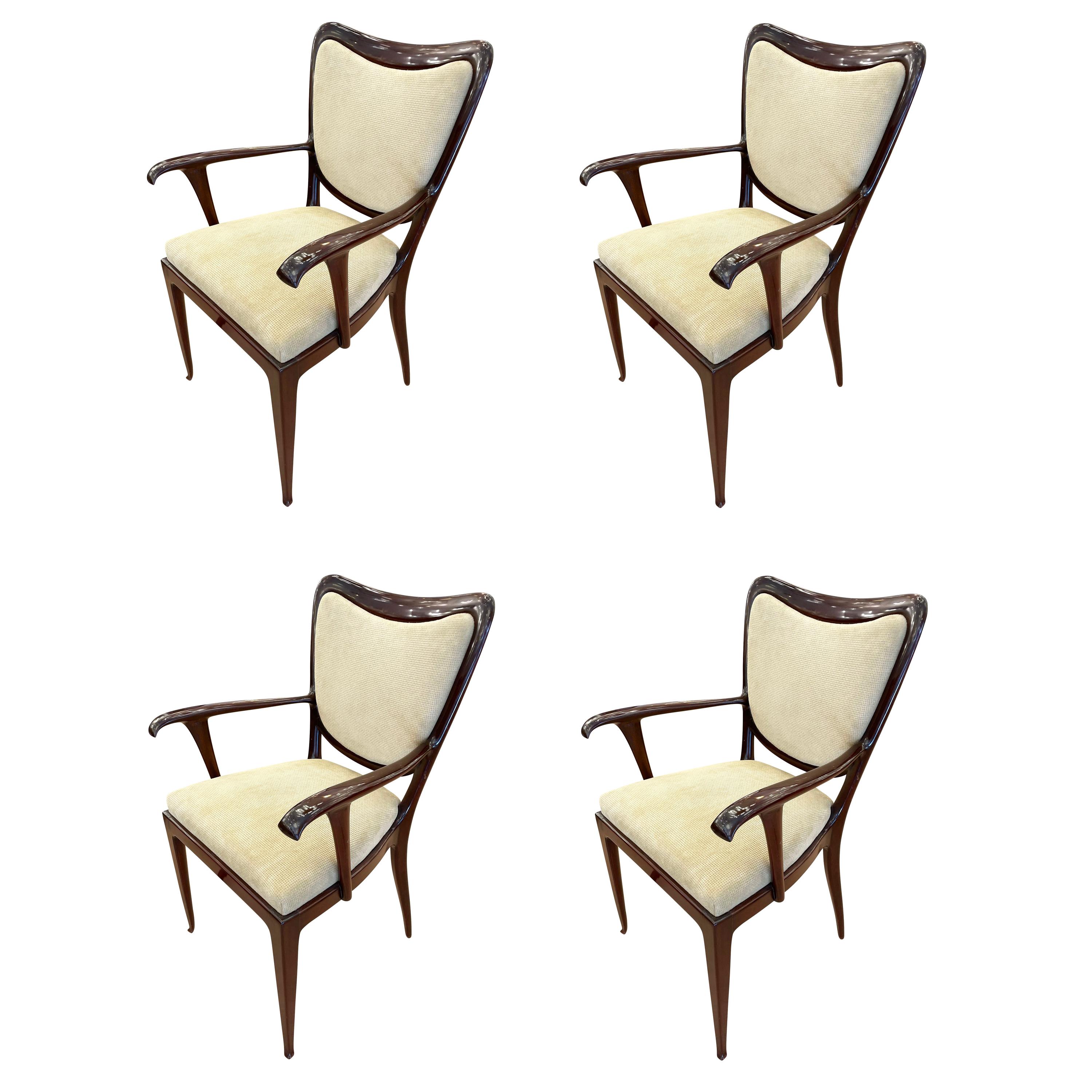 Set of Four Paolo Buffa Armchairs, Italy, 1940s