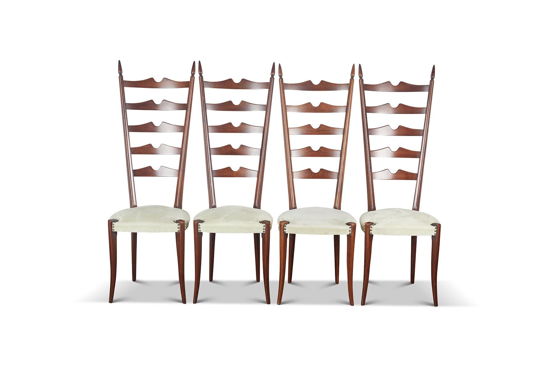 italien Ensemble de quatre chaises de salle à manger Paolo Buffa Highback Chiavari en vente