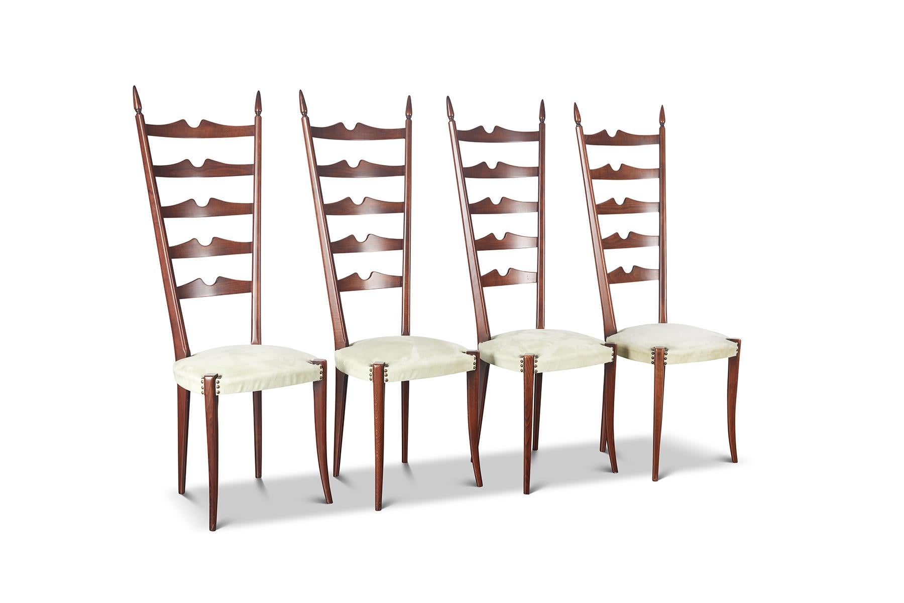 Ensemble de quatre chaises de salle à manger Paolo Buffa Highback Chiavari en vente 2