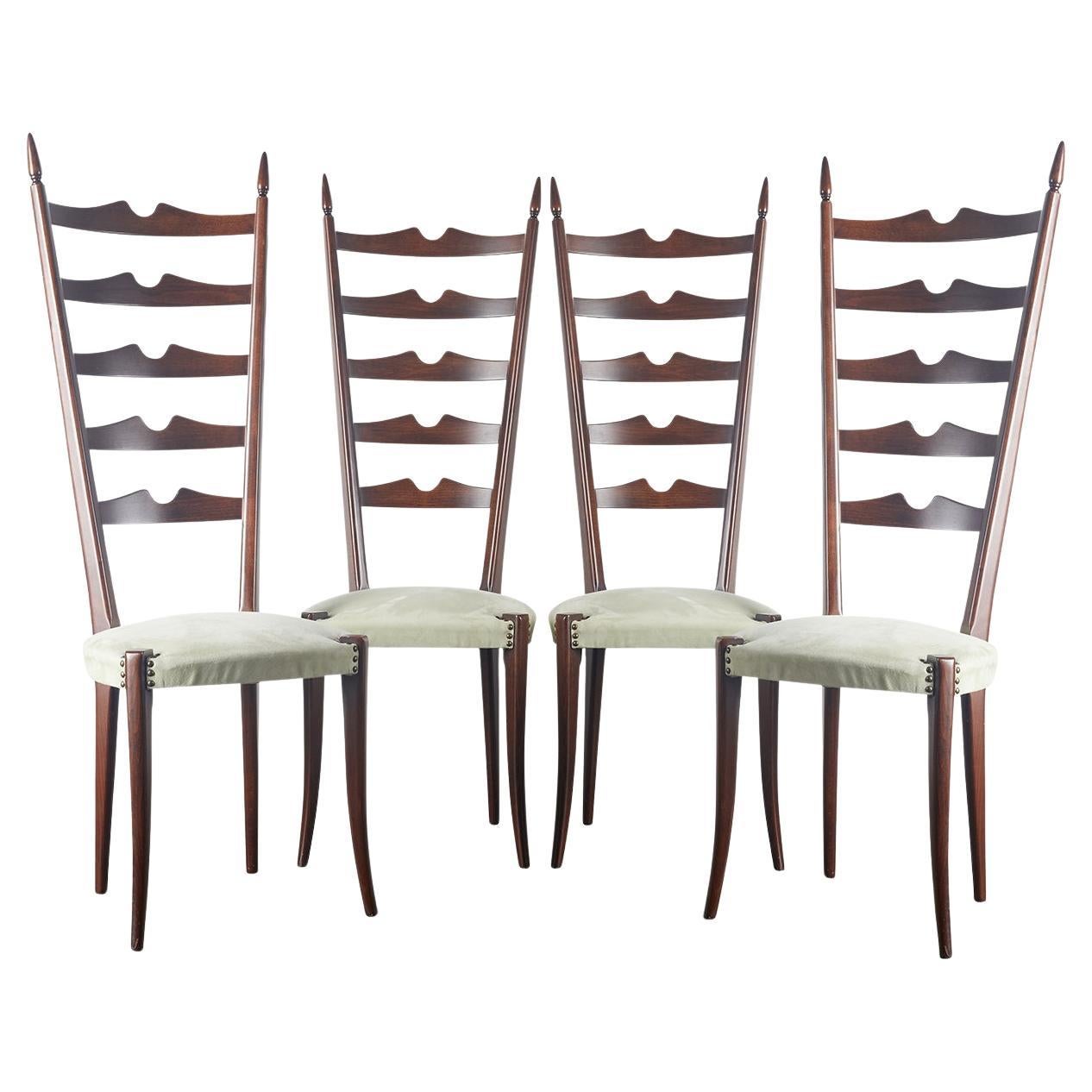 Set of Four Paolo Buffa Highback Chiavari Dining Chairs