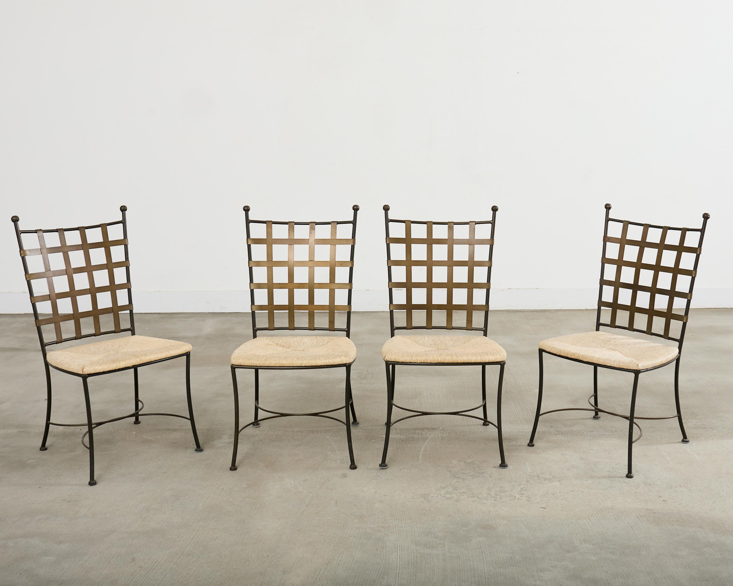 Tessuto Set di quattro sedie da giardino in ferro in stile amalfitano Papperzini in vendita