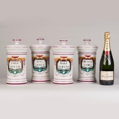 Set di quattro vasi da farmacia in porcellana di Parigi della Maison Collin, circa 1860