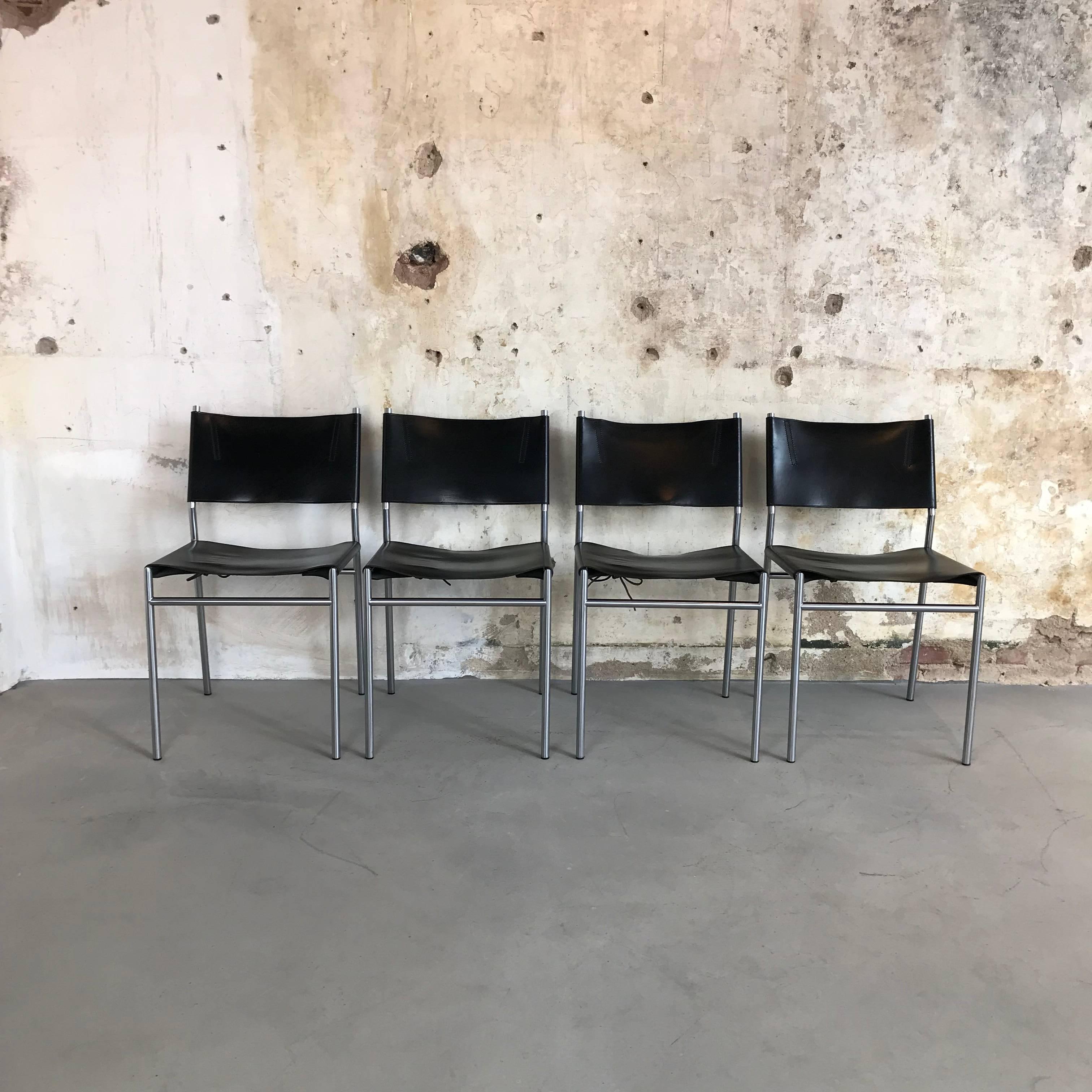 Set of Four Patinated Saddle Leather Chairs, SE06, Martin Visser for 't Spectrum 3