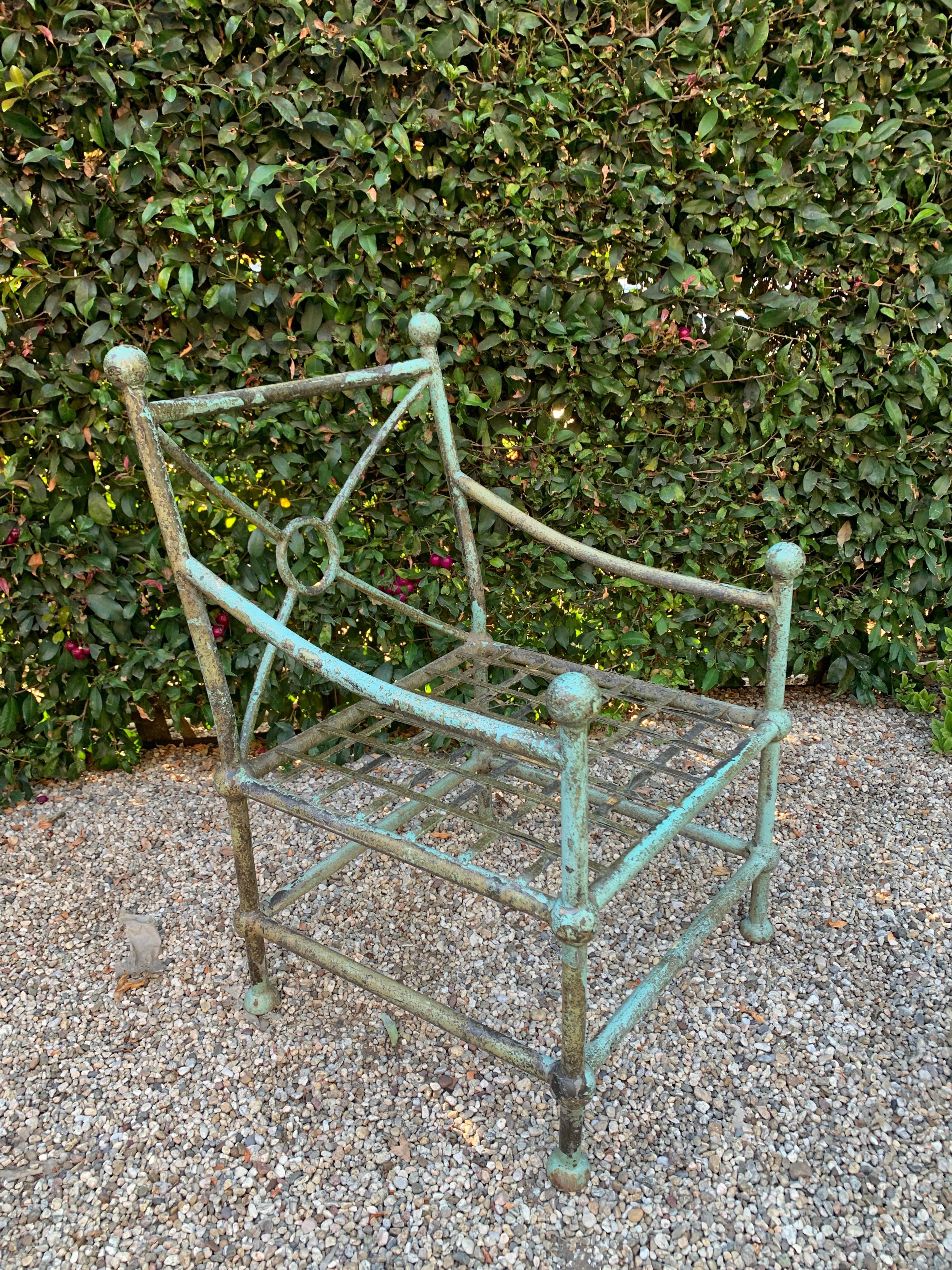Patinated Set of Four Patio Chairs in the Style of Mario Papperzini for Salterini