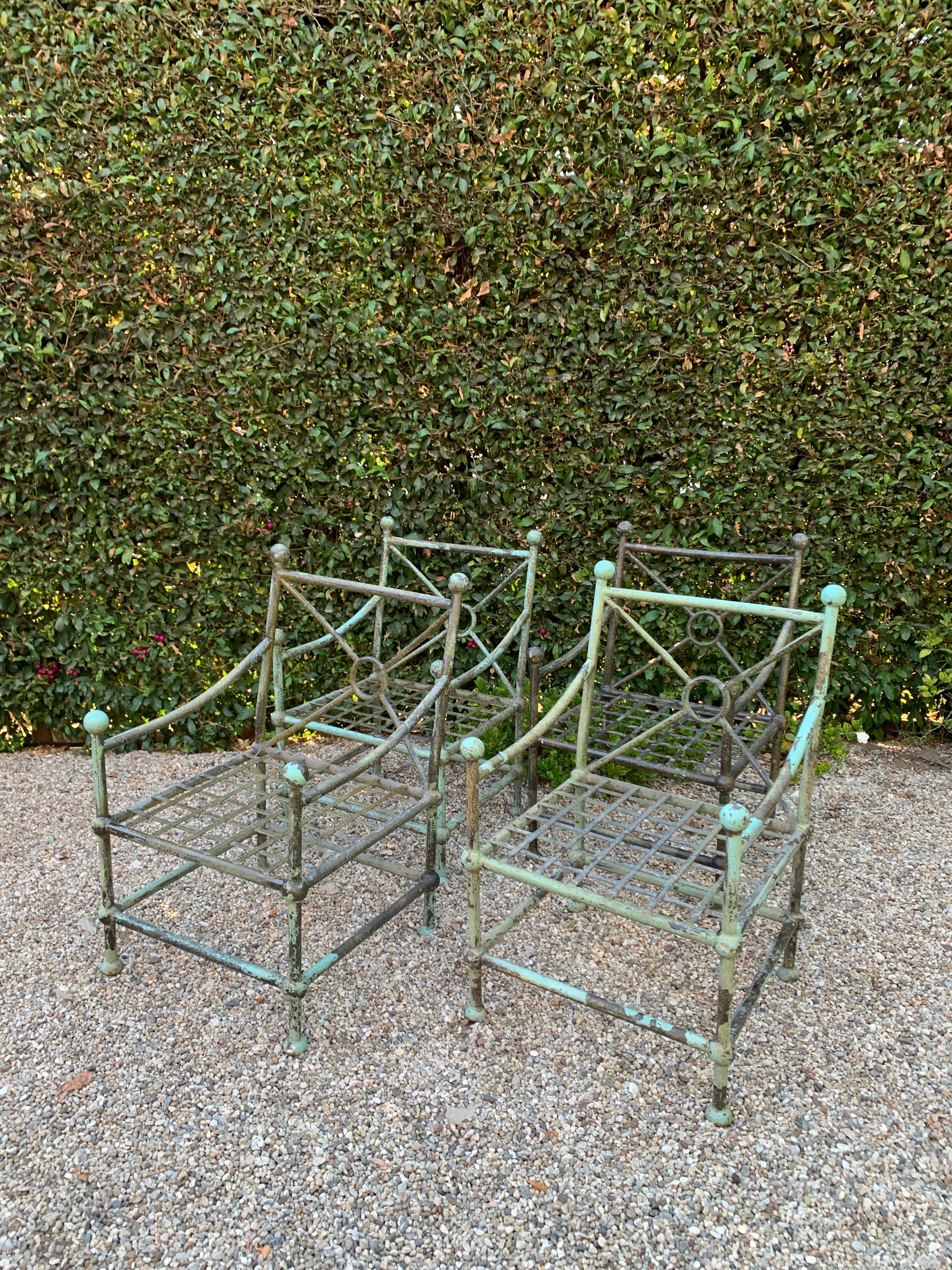 Metal Set of Four Patio Chairs in the Style of Mario Papperzini for Salterini