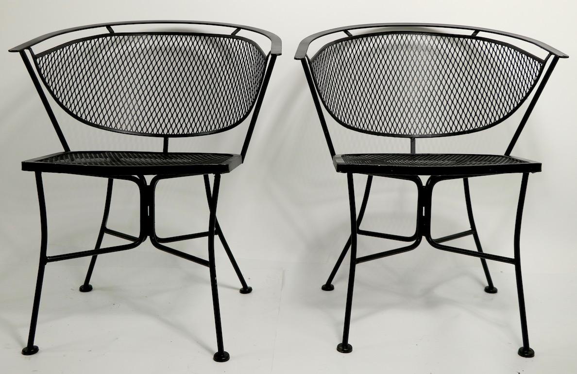 Mid-Century Modern Set of Four Patio Garden Chairs Attributed to Salterini