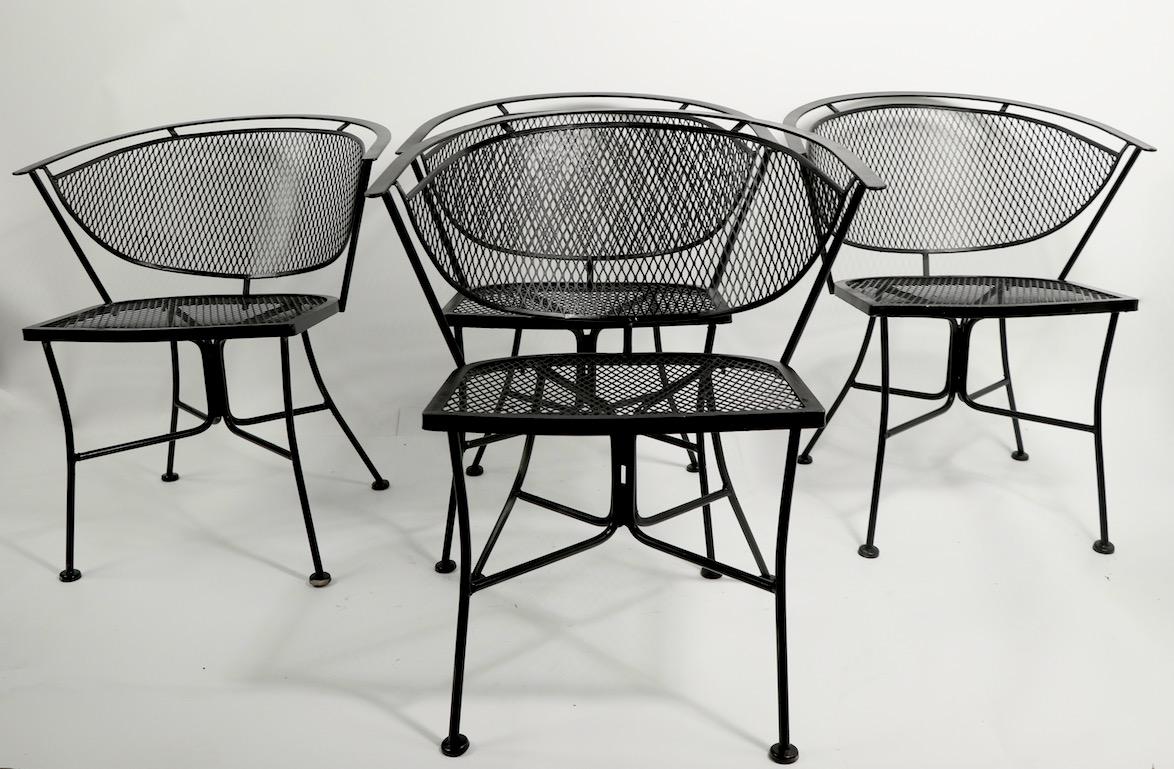 American Set of Four Patio Garden Chairs Attributed to Salterini