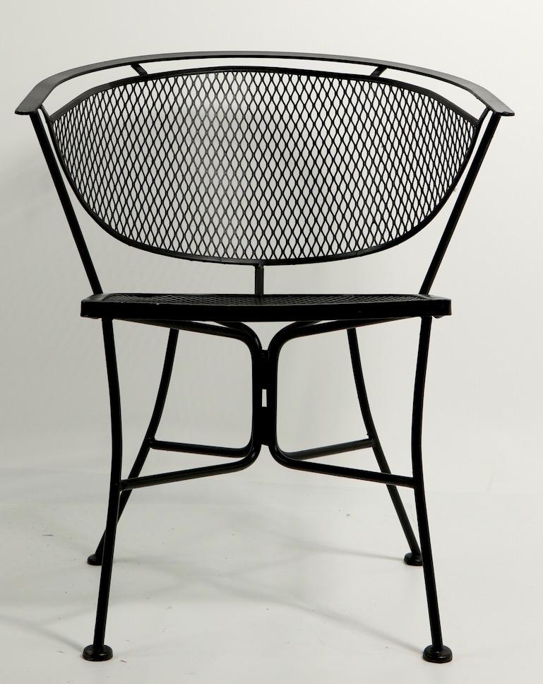 Wrought Iron Set of Four Patio Garden Chairs Attributed to Salterini