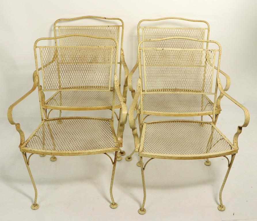 Set of Four Patio Garden Dining Chairs Attributed to Woodard 3