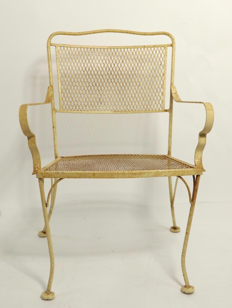 Mid-Century Modern Set of Four Patio Garden Dining Chairs Attributed to Woodard
