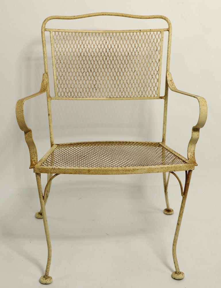 American Set of Four Patio Garden Dining Chairs Attributed to Woodard