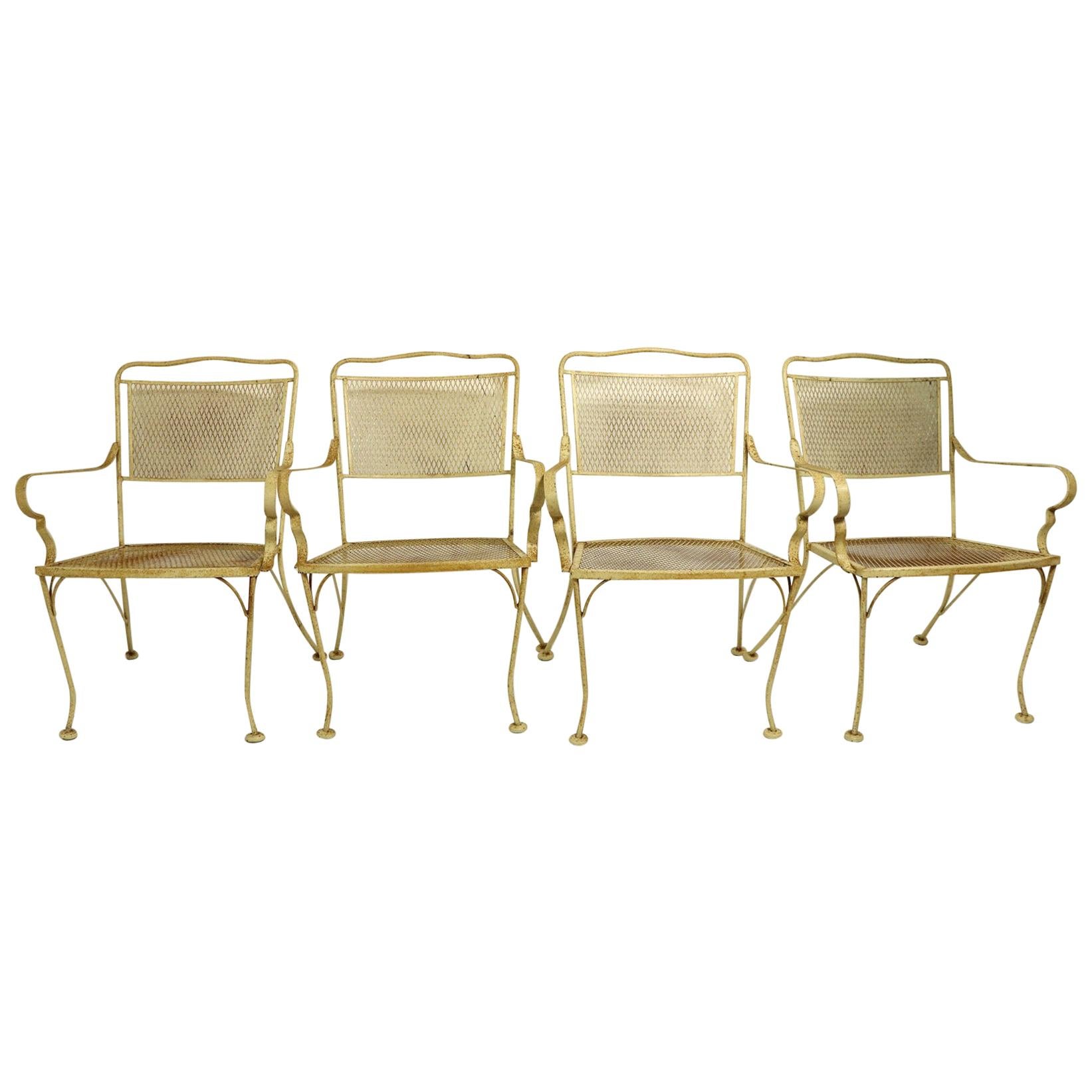 Set of Four Patio Garden Dining Chairs Attributed to Woodard